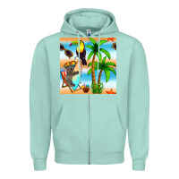 Seafoam tropical animals seamless pattern Zipper Hoodie - BundleAndBundleShop