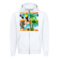 White tropical animals seamless pattern Zipper Hoodie - BundleAndBundleShop