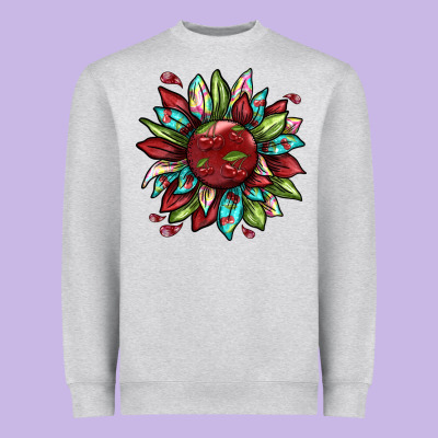 Cherry Sunflower Heavyweight Sweatshirt Designed By Texasbilliewilder
