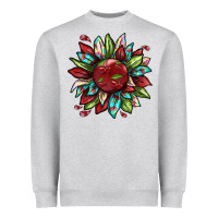 Heather Grey Cherry sunflower Heavyweight Sweatshirt - texasbilliewilder
