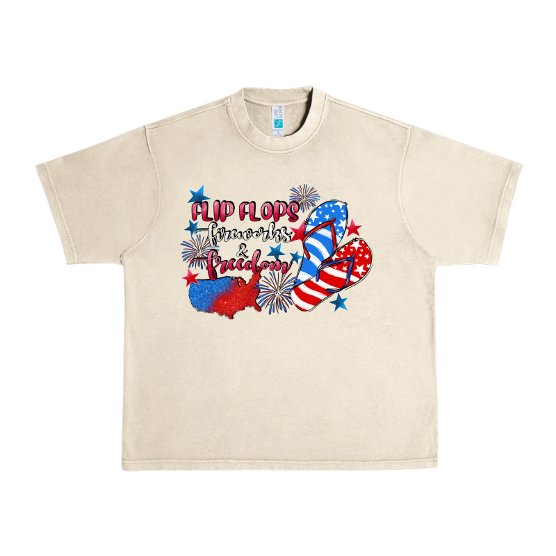 Flip Flops Fireworks & Freedom 4th Of July Urban Heavy Tee by CowGirlArtShop | Teevron