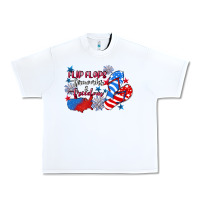 White Flip flops fireworks & freedom 4th of july Urban Heavy Tee - CowGirlArtShop