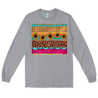 Heather Grey leopard sunflower gemstone Long Sleeve Tee - JahusDesignShop