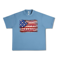 Pebble Blue Baseball American flag Urban Heavy Tee - Neo Western