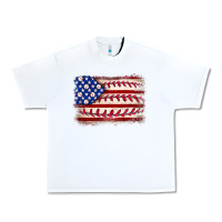 White Baseball American flag Urban Heavy Tee - Neo Western