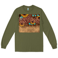 Army Green leopard glitter sunflower gemstone Long Sleeve Tee - JahusDesignShop