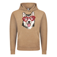 Vintage Coffee husky with love glasses Vintage Hoodie - RanaPortraitStore