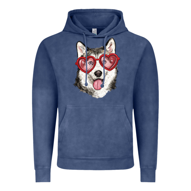 Husky With Love Glasses Vintage Hoodie by RanaPortraitStore | Teevron