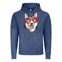 Vintage Denim husky with love glasses Vintage Hoodie - RanaPortraitStore