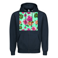 Navy floral background Zipper Hoodie - BundleAndBundleShop
