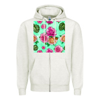 Oatmeal Heather floral background Zipper Hoodie - BundleAndBundleShop