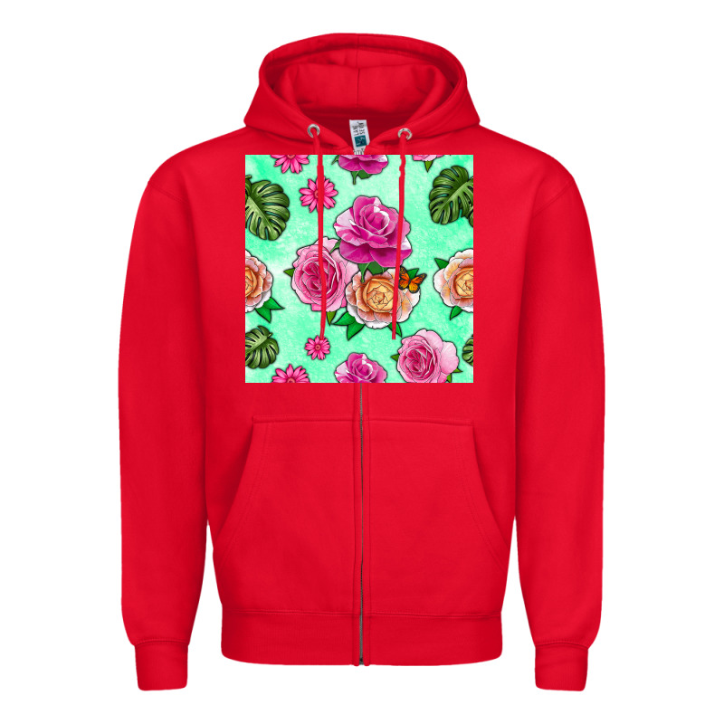 Floral Background Zipper Hoodie by BundleAndBundleShop | Teevron