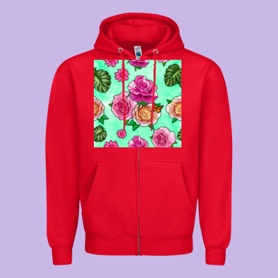 Floral Background Zipper Hoodie Designed By Bundleandbundleshop