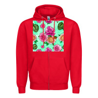 Red floral background Zipper Hoodie - BundleAndBundleShop