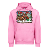 Fuchsia Pink Christmas on the farm Urban Hoodie - RanaPortraitStore