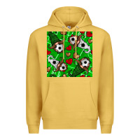 Antique Gold soccer gnomes and hearts seamless pattern Premium Hoodie - BundleAndBundleShop