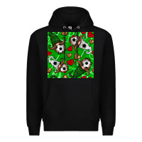 Black soccer gnomes and hearts seamless pattern Premium Hoodie - BundleAndBundleShop