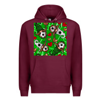 Burgundy soccer gnomes and hearts seamless pattern Premium Hoodie - BundleAndBundleShop