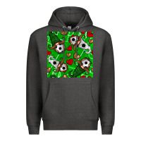 Charcoal Heather soccer gnomes and hearts seamless pattern Premium Hoodie - BundleAndBundleShop