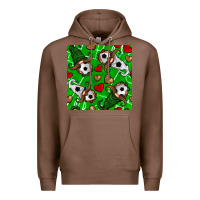 Chestnut soccer gnomes and hearts seamless pattern Premium Hoodie - BundleAndBundleShop