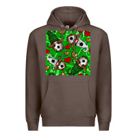 Coffee soccer gnomes and hearts seamless pattern Premium Hoodie - BundleAndBundleShop