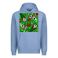 Colony Blue soccer gnomes and hearts seamless pattern Premium Hoodie - BundleAndBundleShop