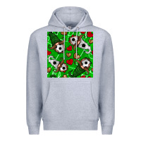 Heather Grey soccer gnomes and hearts seamless pattern Premium Hoodie - BundleAndBundleShop