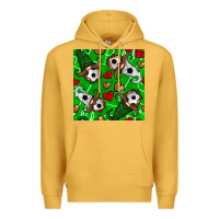 Mustard soccer gnomes and hearts seamless pattern Premium Hoodie - BundleAndBundleShop