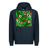 Navy soccer gnomes and hearts seamless pattern Premium Hoodie - BundleAndBundleShop