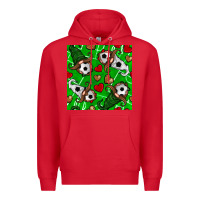 Red soccer gnomes and hearts seamless pattern Premium Hoodie - BundleAndBundleShop