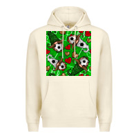 Sandshell soccer gnomes and hearts seamless pattern Premium Hoodie - BundleAndBundleShop