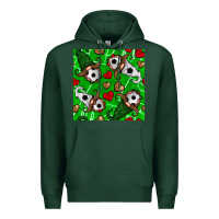 Sports Green soccer gnomes and hearts seamless pattern Premium Hoodie - BundleAndBundleShop