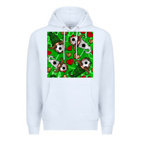 White soccer gnomes and hearts seamless pattern Premium Hoodie - BundleAndBundleShop