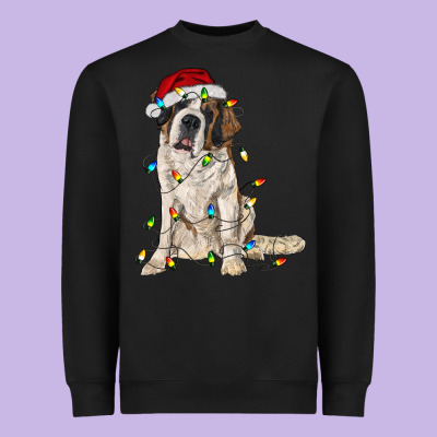 Saint Bernard With Christmas Lights Heavyweight Sweatshirt Designed By Ranaportraitstore