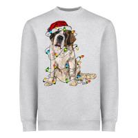 Heather Grey saint bernard with christmas lights Heavyweight Sweatshirt - RanaPortraitStore