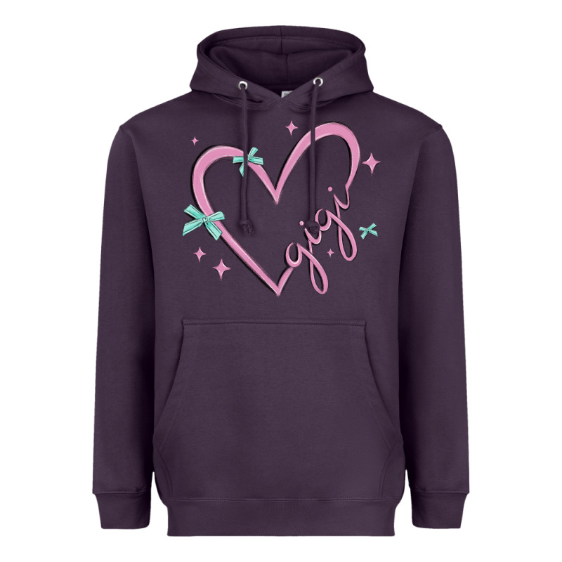 Gigi With Heart And Ribbons Heavyweight Hoodie by MaliasSmallBusiness | Teevron