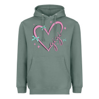 Sage gigi with heart and ribbons Heavyweight Hoodie - MaliasSmallBusiness