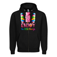 Black enjoy the little things Zipper Hoodie - AdoDesignShop