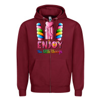 Burgundy enjoy the little things Zipper Hoodie - AdoDesignShop