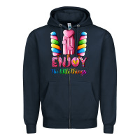 Navy enjoy the little things Zipper Hoodie - AdoDesignShop
