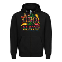 Black cinco de mayo with pepper and sombrero Zipper Hoodie - Artiststas