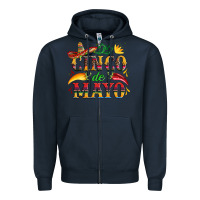 Navy cinco de mayo with pepper and sombrero Zipper Hoodie - Artiststas