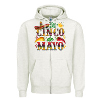 Oatmeal Heather cinco de mayo with pepper and sombrero Zipper Hoodie - Artiststas