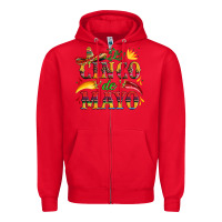 Red cinco de mayo with pepper and sombrero Zipper Hoodie - Artiststas
