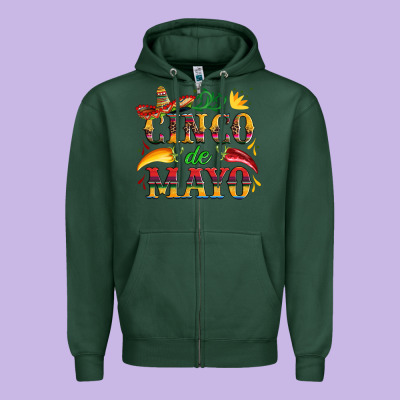 Cinco De Mayo With Pepper And Sombrero Zipper Hoodie Designed By Artiststas
