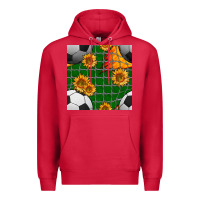 Cardinal soccer balls and sunflowers with goal nets seamless pattern Premium Hoodie - BundleAndBundleShop