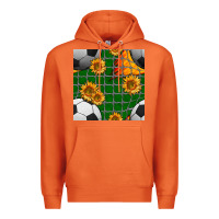 Carrot soccer balls and sunflowers with goal nets seamless pattern Premium Hoodie - BundleAndBundleShop