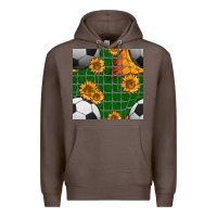 Coffee soccer balls and sunflowers with goal nets seamless pattern Premium Hoodie - BundleAndBundleShop