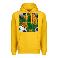 Lemon soccer balls and sunflowers with goal nets seamless pattern Premium Hoodie - BundleAndBundleShop