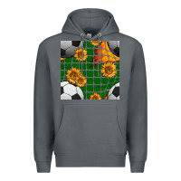 Rock soccer balls and sunflowers with goal nets seamless pattern Premium Hoodie - BundleAndBundleShop